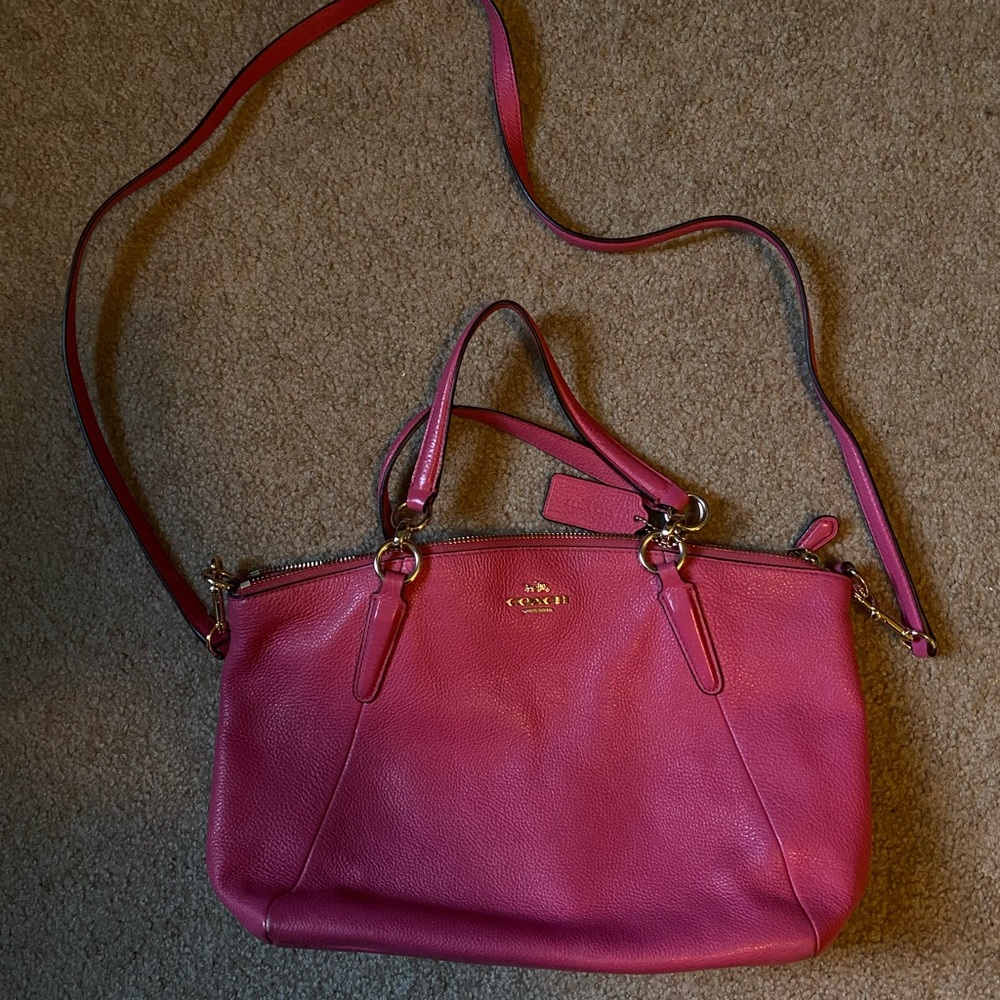 Coach Fuchsia Leather Shoulder Bag